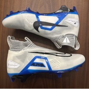 Nike Men’s Alpha Menace Elite 3 White/Royal Football Cleats DM1792-106 Size 12.5